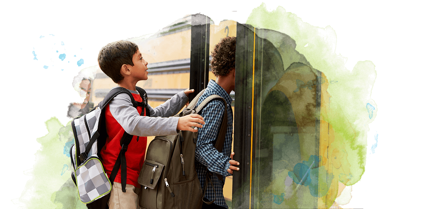 Children boarding school bus